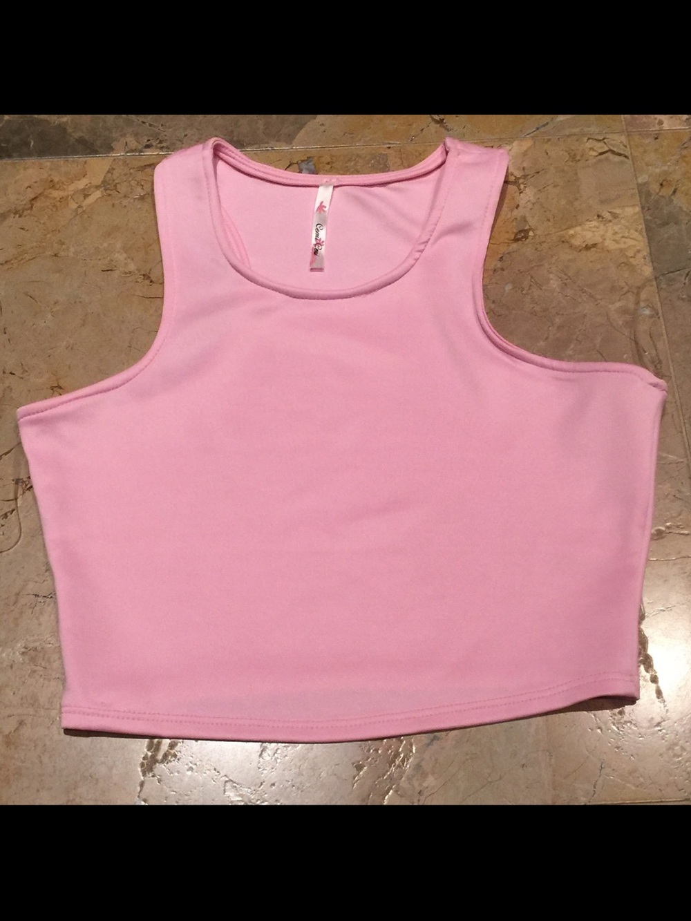 Women’s Sleeveless Pink Crop Top — Classic Scoop Neck